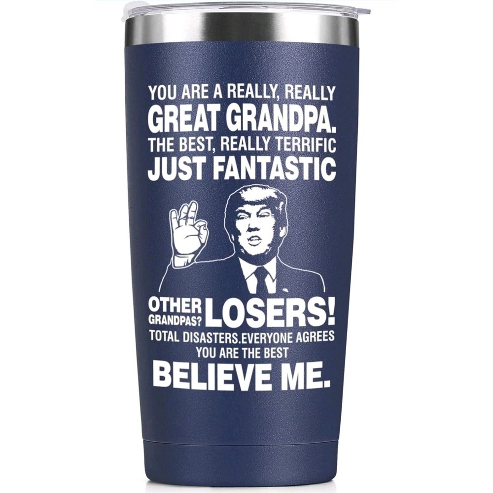 Grandpa 20 oz Stainless Steel Double Wall Vac Insulation -Trump MAGA (Navy Blue)